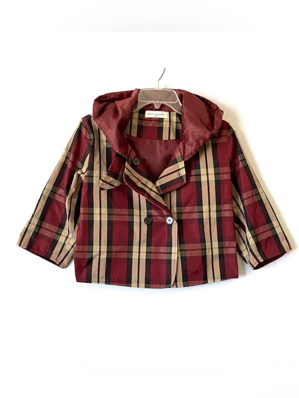 Belle Mariee Japan Classic Plaid Cropped Hooded Jacket